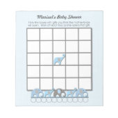 Bloc-note Blue Grey Elephants Baby shower Bingo Game pad (Devant)