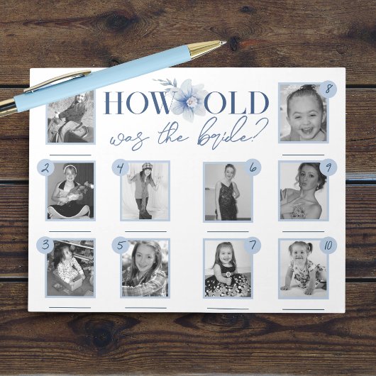 Bloc-note Blue How Old a Bride Photo Game Pack de 40