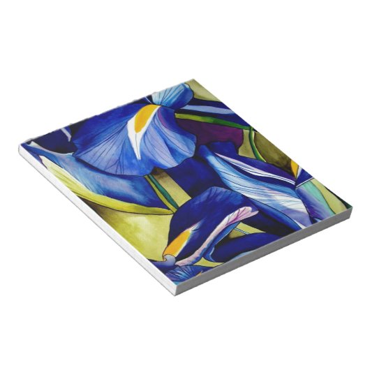 Bloc-note Blue Iris fleurs d'aquarelle d'art (Incliné)