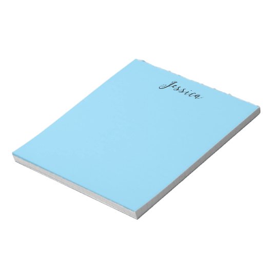 Bloc-note Blue Modern Elegant Plain Simple Professional Name (Tourné)