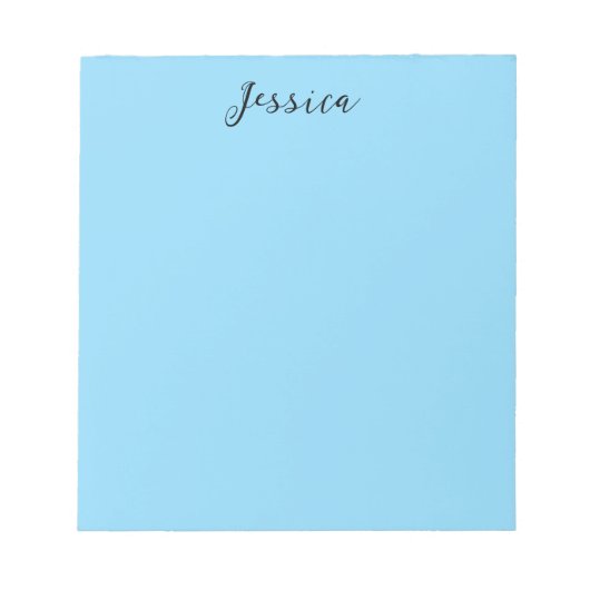 Bloc-note Blue Modern Elegant Plain Simple Professional Name (Devant)