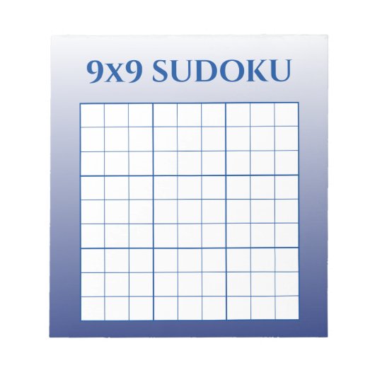 Bloc-note Blue Ombre 9 par 9 Modèle Sudoku (Devant)