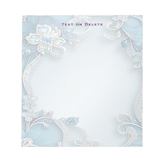 Bloc-note Blue Ornate Floral Notepad (Devant)