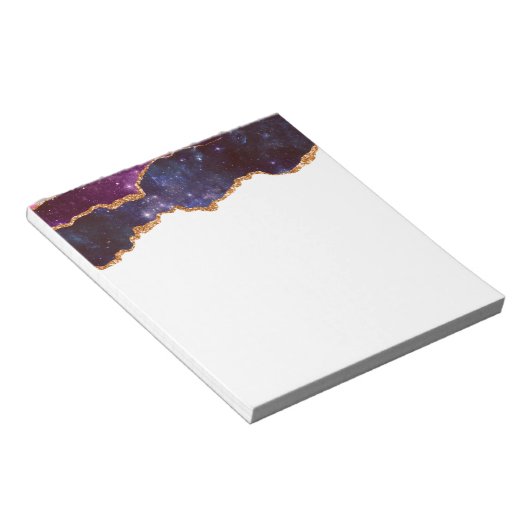 Bloc-note Blue & Purple Space & Stars Agate moderne (Incliné)