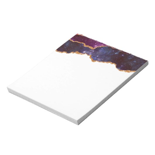Bloc-note Blue & Purple Space & Stars Agate moderne (Tourné)