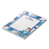 Bloc-note Blue Superhero Personnalisé Mitzvah Note Pad (Tourné)