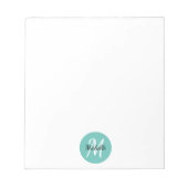 Bloc-note Blue Turqoise Simple Monogramme Classique tendance (Devant)