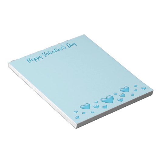 Bloc-note Blue Valentine's Day Hearts & Custom Text (Incliné)