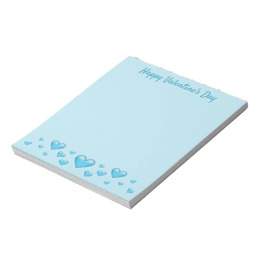 Bloc-note Blue Valentine's Day Hearts & Custom Text (Tourné)