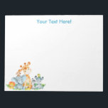 Bloc-note Blue Watercolor Cute<br><div class="desc">Cute blue watercolor safari animals with jungle leaves and fruits for kids or as a gift for animals lovers. Makes a great venin ! Personalize with your own special text or color Matching items available in our store.</div>