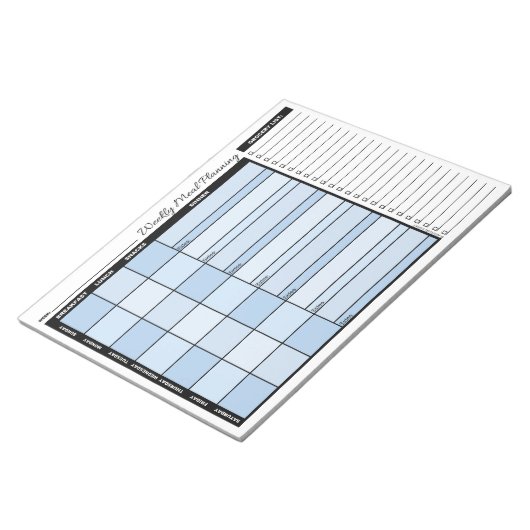 Bloc-note Blue Weekly Meal Planner with Grocery List (Incliné)