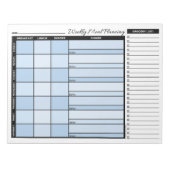 Bloc-note Blue Weekly Meal Planner with Grocery List (Devant)
