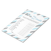 Bloc-note Blue, White & Grey Elephant Baby shower Word Jeu (Incliné)