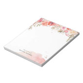 Bloc-note Blush Bouquet Nom personnalisé Monogramme (Tourné)