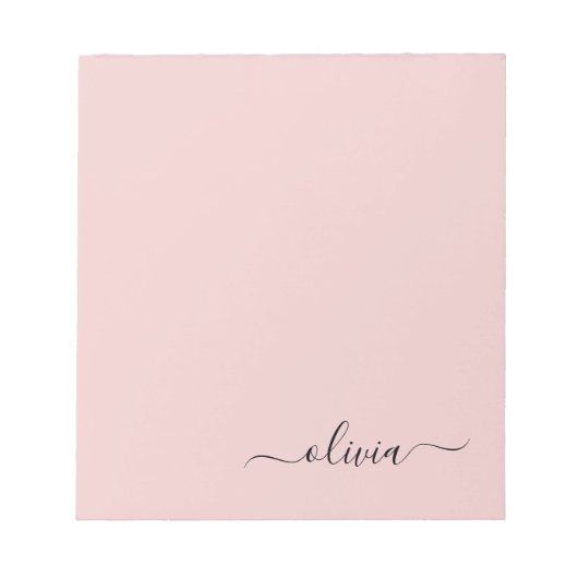 Bloc-note Blush Dusty rose moderne Script Girl Monogramme No (Devant)