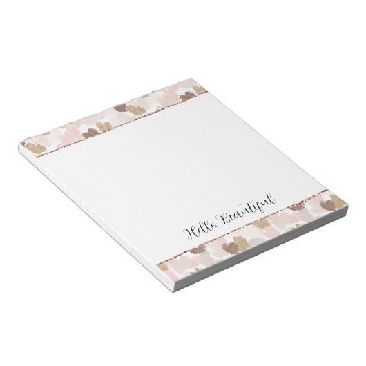 Bloc-note Blush Glitter Pink Cream Brown Hearts  (Incliné)