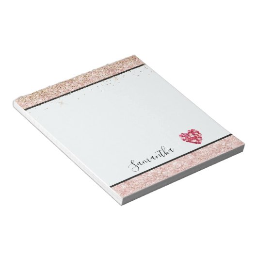 Bloc-note  Blush Pink Glitter Red Rose Petals Heart (Incliné)
