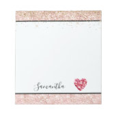 Bloc-note  Blush Pink Glitter Red Rose Petals Heart (Devant)