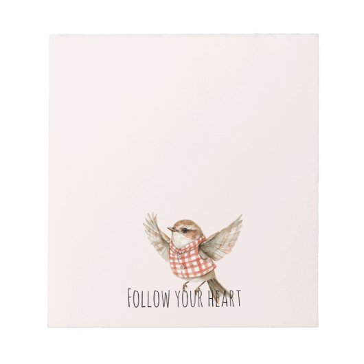 Bloc-note Blush Red Plaid Stripes Bird (Devant)