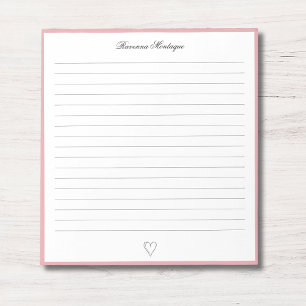 Bloc-note Blush Rose Bordure et Cœur Script personnalisé Lig