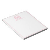 Bloc-note Blush Rose Gingham Floral Armoiries Monogramme (Incliné)