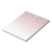 Bloc-note Blush Rose Gold Fard Rose Pailleté Monogramme Nom (Tourné)