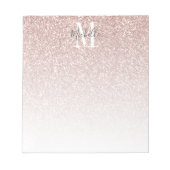 Bloc-note Blush Rose Gold Fard Rose Pailleté Monogramme Nom (Devant)