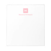 Bloc-note Blush Rose Moderne Chic Tendance Monogramme Nom  (Devant)