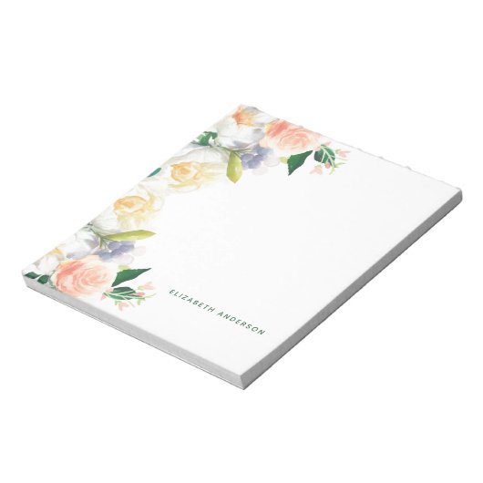 Bloc-note Blush rose rose or florales nom script (Tourné)