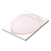 Bloc-note Blush Rose Script Aquarelle Or Cercle Entreprise (Tourné)