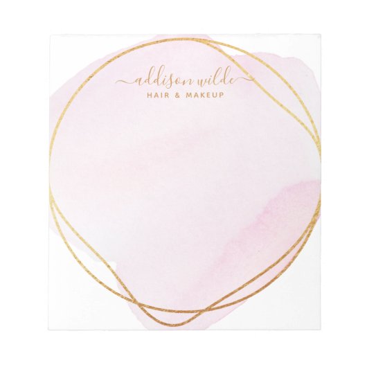 Bloc-note Blush Rose Script Aquarelle Or Cercle Entreprise (Devant)