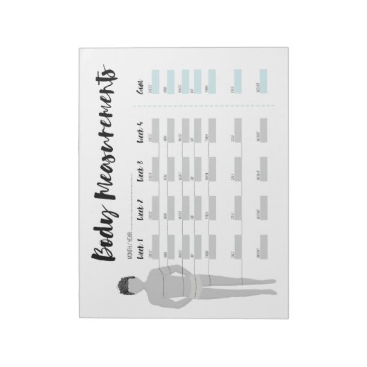Bloc-note Body Measurements Tracker pour les hommes, 4 semai (Tourné)