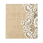 Bloc-note Bohème pays occidental rustique burlap et dentelle (Devant)