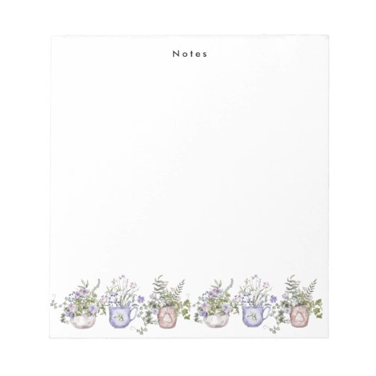 Bloc-note Boho Aquarelle Pointe Purple Fleurs sauvages Perso (Devant)