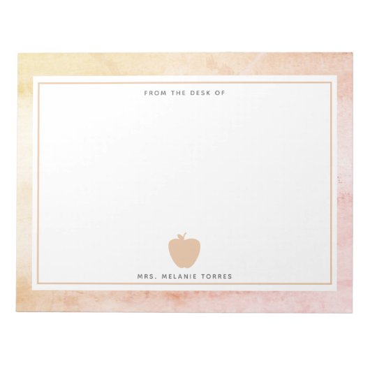 Bloc-note Boho Aquarelle rose Pomme enseignant (Devant)