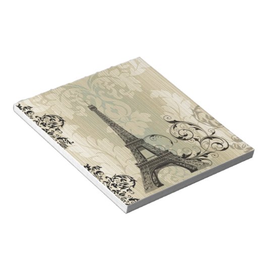 Bloc-note Boho Chic beige Damask Paris Tour Eiffel (Incliné)