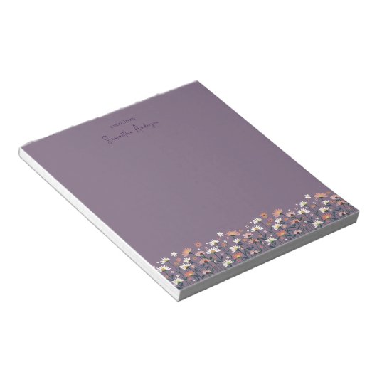 Bloc-note Boho Chic moderne Fleur sauvage mauve violet (Incliné)