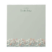 Bloc-note Boho Chic moderne Fleur sauvage Sage Vert (Devant)
