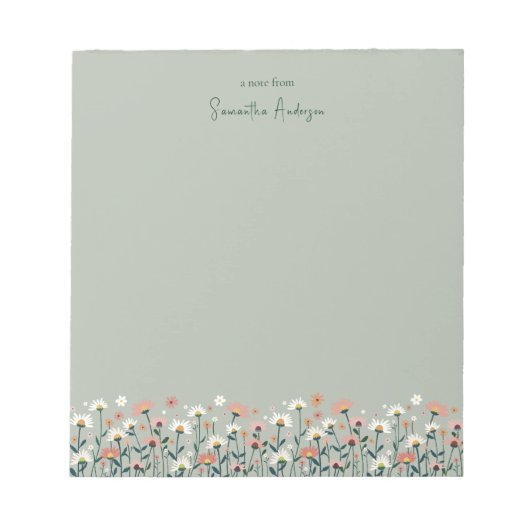 Bloc-note Boho Chic moderne Fleur sauvage Sage Vert (Devant)