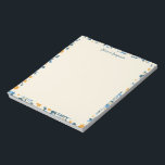 Bloc-note Boho coloré bleu et blanc Floral Personnalisé<br><div class="desc">Colorful Boho Blue and White Floral Illustration Bloc-notes personnalisé</div>