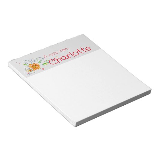 Bloc-note Boho Country fleur sauvage aquarelle gris (Incliné)