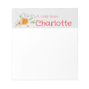 Bloc-note Boho Country fleur sauvage aquarelle gris