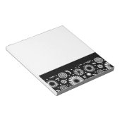 Bloc-note Boho fleurs Motif floral vectoriel noir et blanc (Incliné)