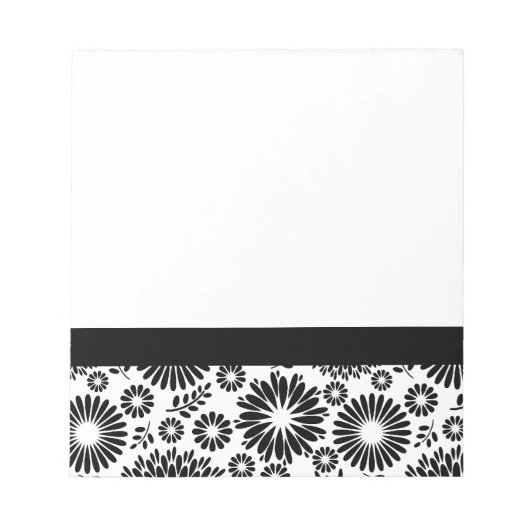 Bloc-note Boho fleurs Motif floral vectoriel noir et blanc (Devant)
