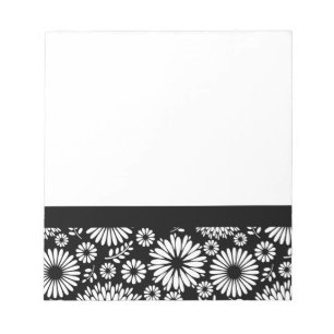 Bloc-note Boho fleurs Motif floral vectoriel noir et blanc