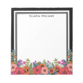 Bloc-note Boho Floral Arrangement - Noir & Blanc - Nom (Devant)