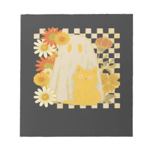 Bloc-note Boho Floral Automne Fantôme et Chat Noir Halloween