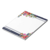 Bloc-note Boho Floral Bouquets - Marine Bleu & Blanc - Nom (Tourné)