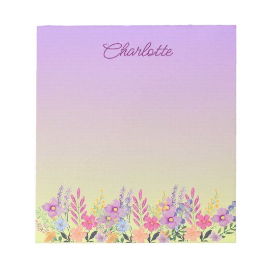 Bloc-note Boho Floral Fleurs de printemps rose Jaune pourpre (Devant)