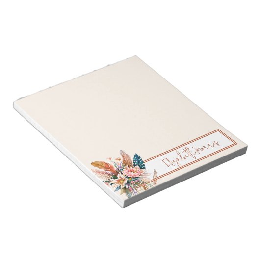 Bloc-note Boho floral personnalisé (Incliné)
